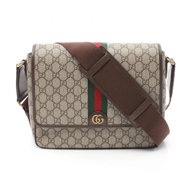 Gucci  Pvc Coated Canvas Leather Messenger Bag Shoulder Bag (Pre-Owned)