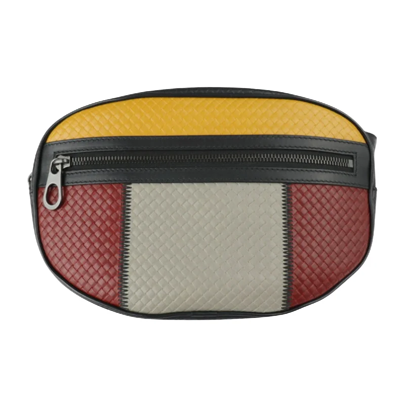 Multicolour Leather Briefcase with Woven Pattern