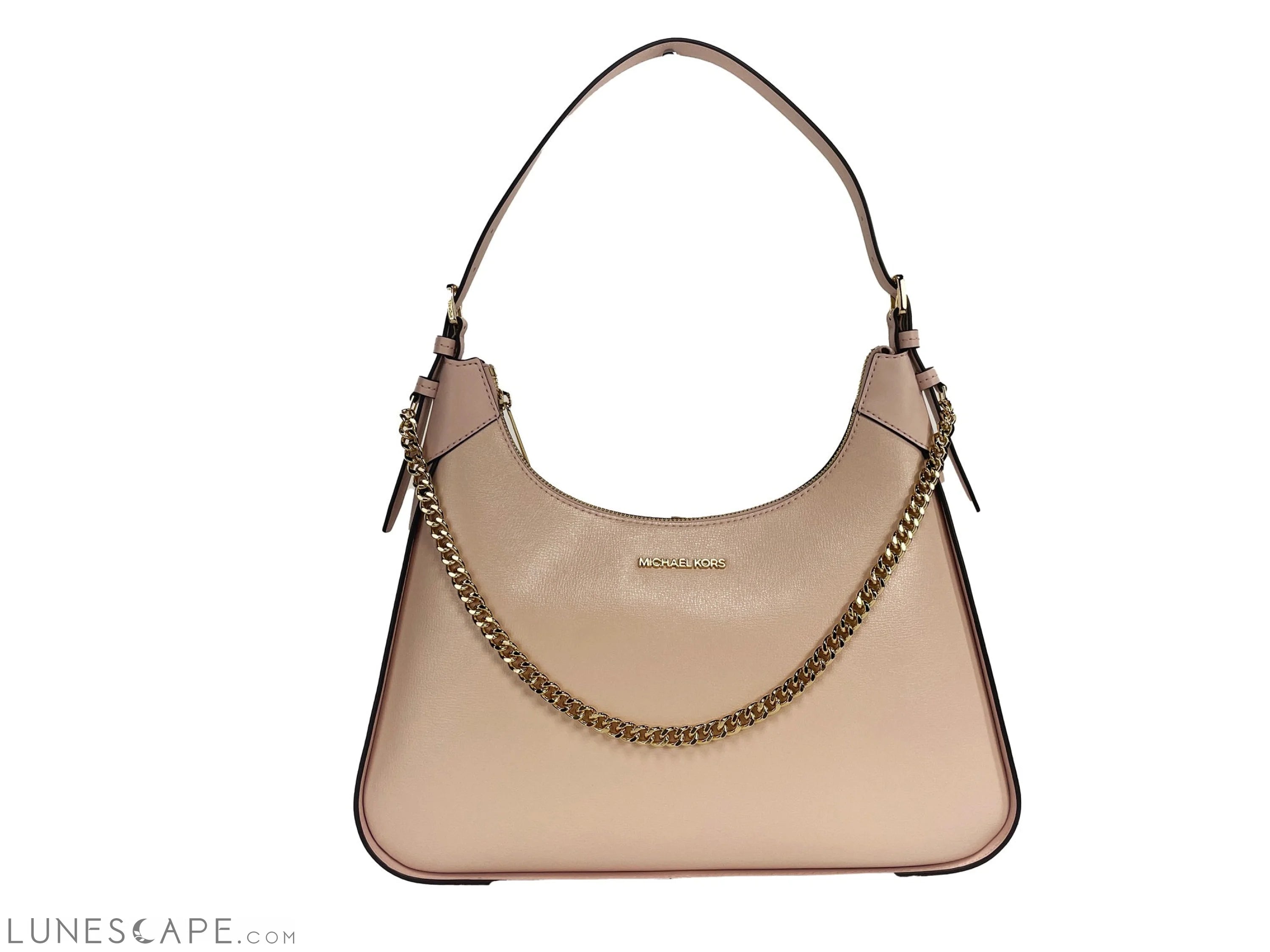Michael Kors Wilma Large Smooth Leather Chain Shoulder Bag Purse Powder Blush