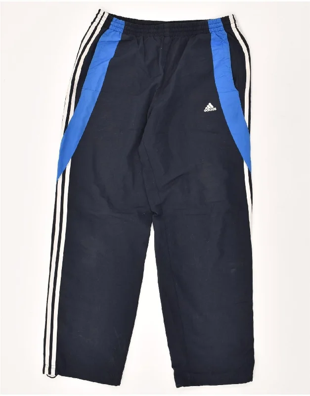 ADIDAS Mens Tracksuit Trousers Medium Navy Blue Colourblock Polyester