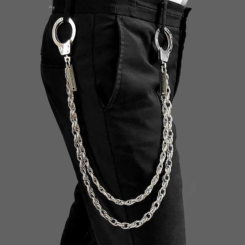 27'' Metal Biker Chain Silver Double Wallet Chain Handcuffs Long Pants Chain Silver Jeans Chain For Men 27'' Metal Biker Chain Silver Double Wallet Chain Handcuffs Long Pants Chain Silver Jeans Chain For Men
