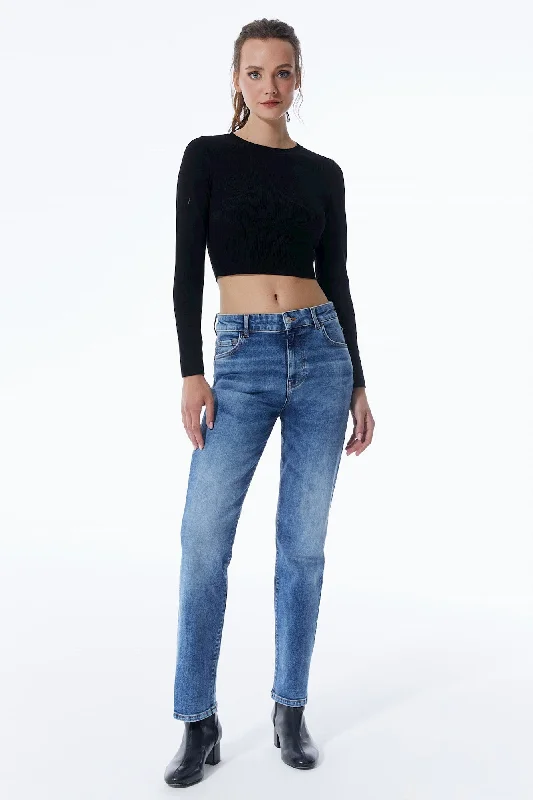 Kylie High Waist 5 Pocket Jeans Medium Blue