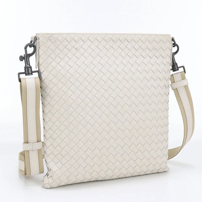 BOTTEGA VENETA Shoulder Bag INTRECCIATO Diagonal leather White unisex