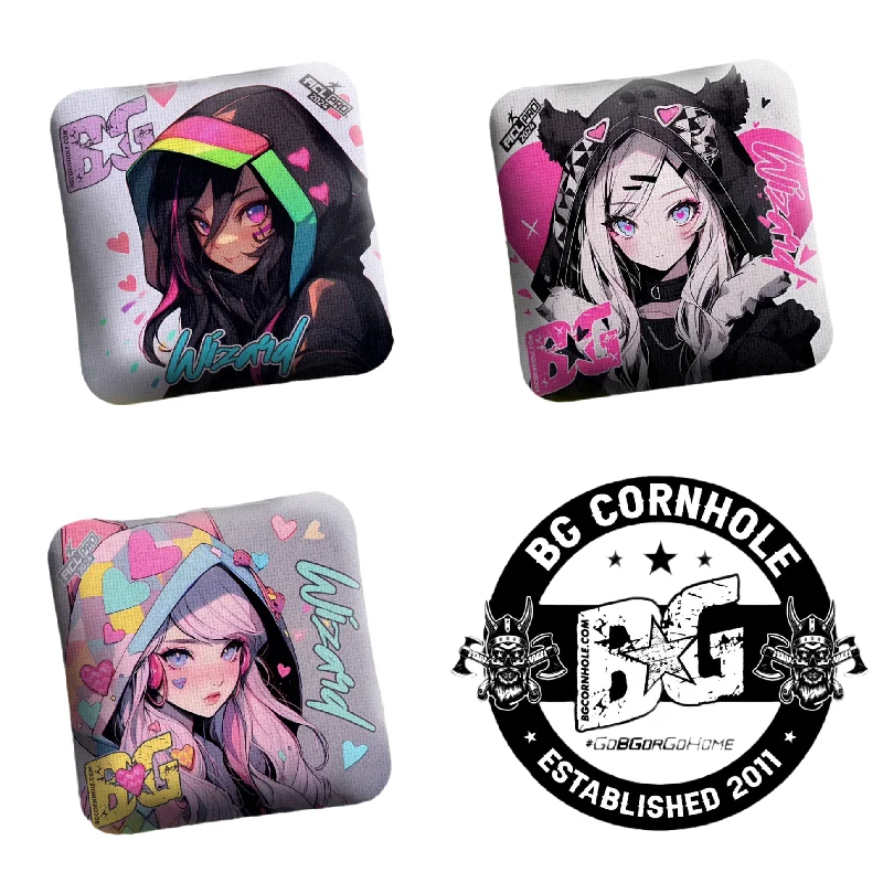 2025 BG Wizard 4” Mini Cornhole Bags - "ANIME WAIFU VALENTINE" - Set of 4 Bags