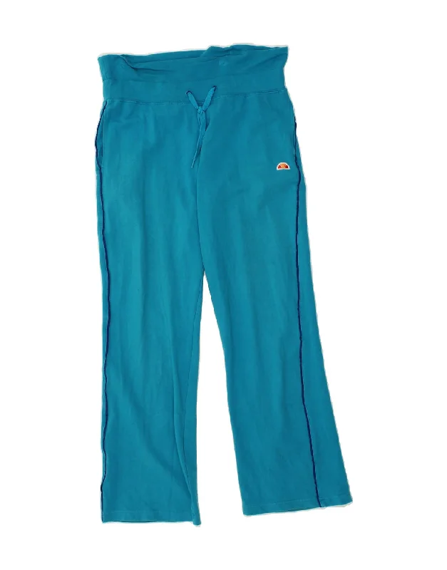 ELLESSE Womens Tracksuit Trousers UK 12 Medium Blue Cotton