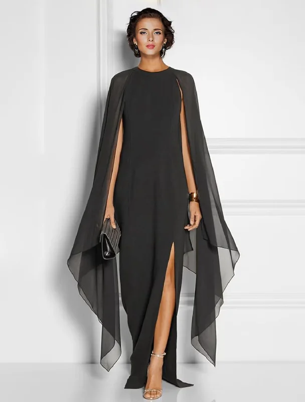 Party Dresses Elegant Dress Wedding Guest Floor Length Sleeveless Jewel Neck Chiffon with Slit Party Dresses Elegant Dress Wedding Guest Floor Length Sleeveless Jewel Neck Chiffon with Slit