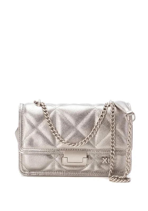 Xti Womens Quilted Shoulder Bag, Silver