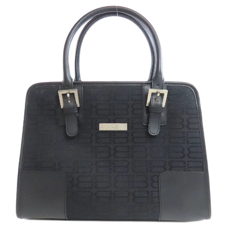 BALENCIAGA Handbag canvas black BB all over pattern Women Used Authentic