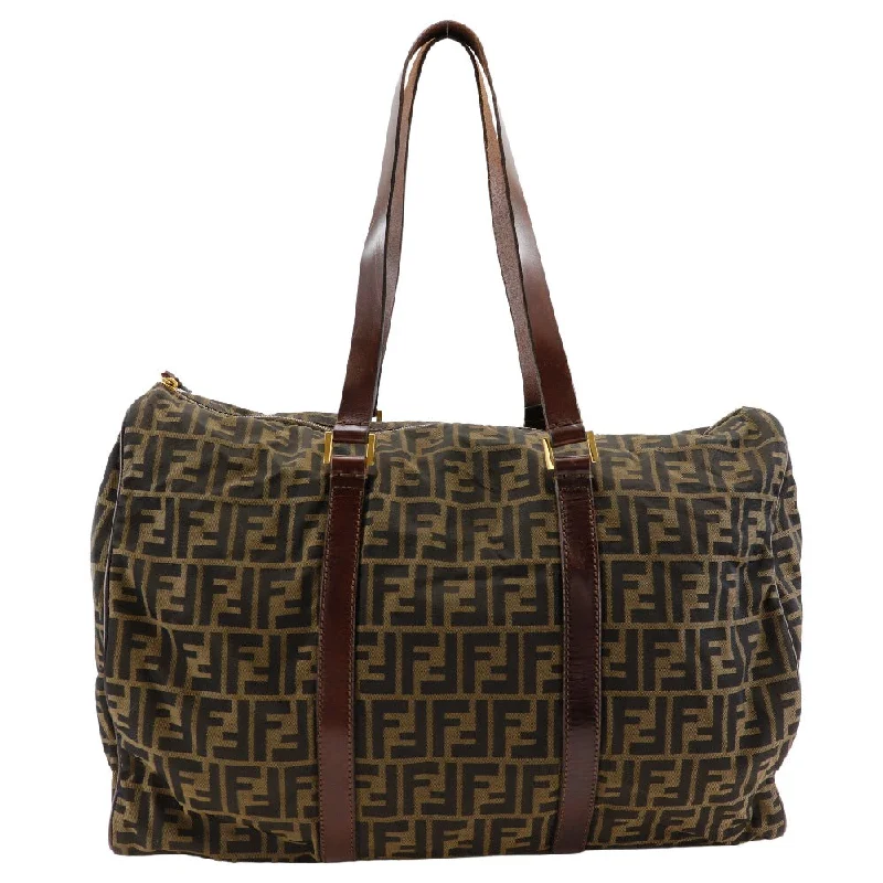 FENDI Boston Duffel bag Nylon canvas Brown Zucca unisex(Unisex) Used Authentic