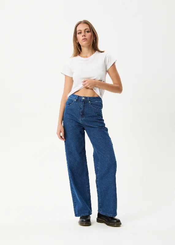 AFENDS Womens Bella - Denim Wide Leg Baggy Jean - Authentic Blue
