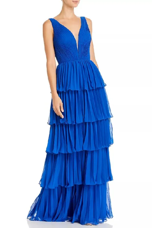 Royal Blue Prom Dresses with Pleat Layered Chiffon Skirt