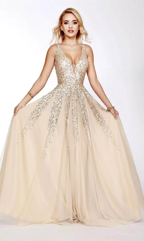 Shail K - 12207 Sleeveless Sequin Embellished Prom Gown
